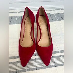 TORY BURCH - Red Suede Greenwich Stiletto Pump Heels Size 6.5